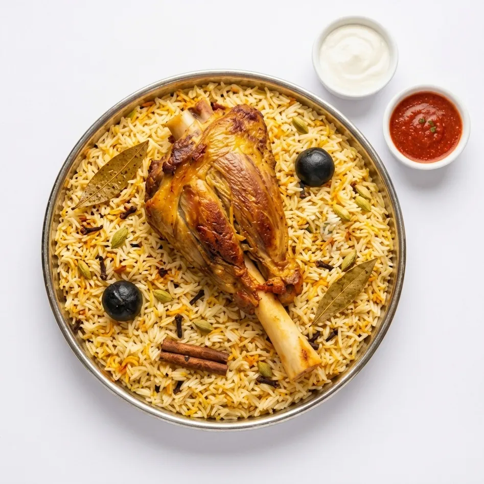 Lamb Shank Mandi at Malabar Mandi Majlis Restaurant Regina